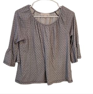 Michael Kors Cotton Modal Blend black & grey Diamond pattern blouse Size S